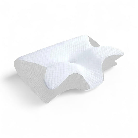 Oreiller cervical ergonomique Nukka Care, housse blanche, côtés en maille grise